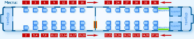 Фирменный поезд № 163 Р-200 - Бизнес-класс (1 класс - сидячие)